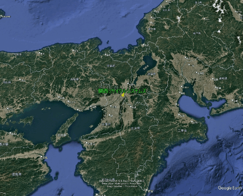 グーグルアースによるズームイン